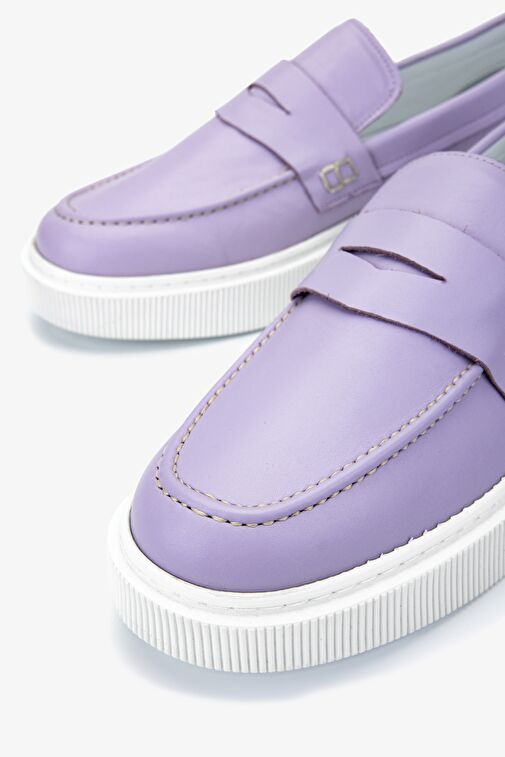 Valmenti Erkek Hakiki Deri Mor Loafer Ayakkabı - Görsel 4