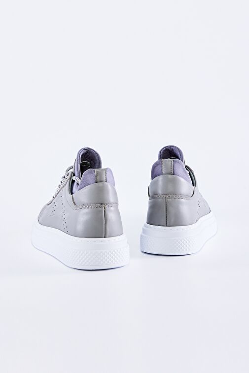 Valmenti Ivan Erkek Gri Nappa Hakiki Deri Spor Ayakkabı - Görsel 4