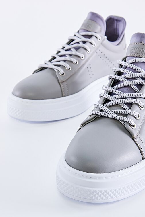 Valmenti Ivan Erkek Gri Nappa Hakiki Deri Spor Ayakkabı - Görsel 5