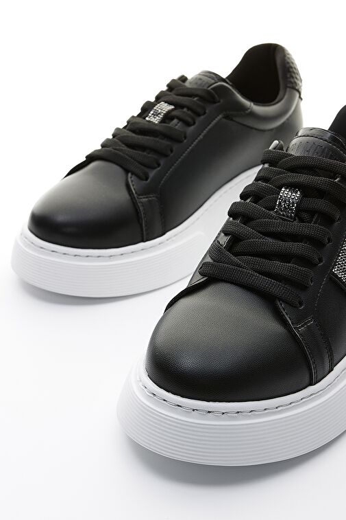 Valmenti Emilia Kadın Siyah Suni Deri Spor Ayakkabı - Görsel 4