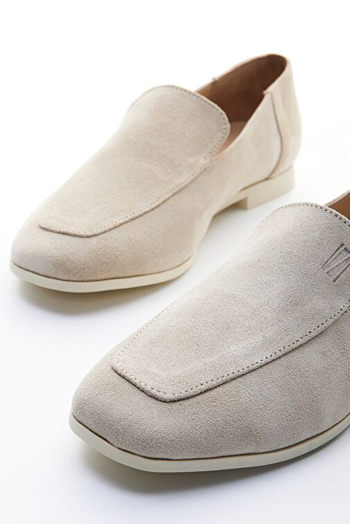 Valmenti Prunella Kadın Bej Süet Hakiki Deri Loafer Ayakkabı - Görsel 4