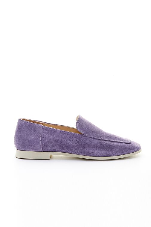 Valmenti Prunella Kadın Lila Süet Hakiki Deri Loafer Ayakkabı - Görsel 2