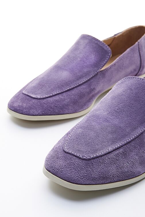 Valmenti Prunella Kadın Lila Süet Hakiki Deri Loafer Ayakkabı - Görsel 4