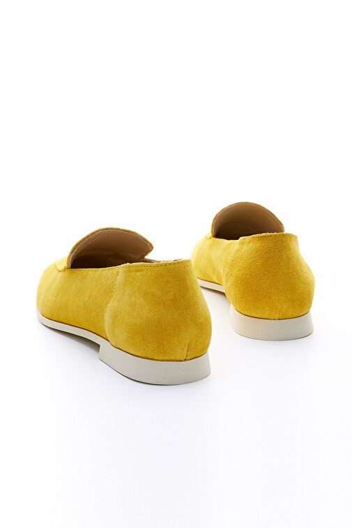 Valmenti Prunella Kadın Sarı Süet Hakiki Deri Loafer Ayakkabı - Görsel 5