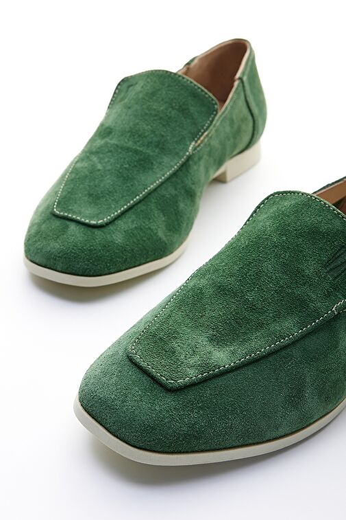 Valmenti Prunella Kadın Haki Süet Hakiki Deri Loafer Ayakkabı - Görsel 4