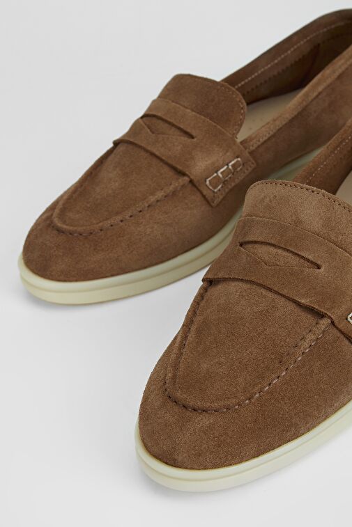 Valmenti Bruna Kadın Tütün Süet Hakiki Deri Loafer Ayakkabı - Görsel 4