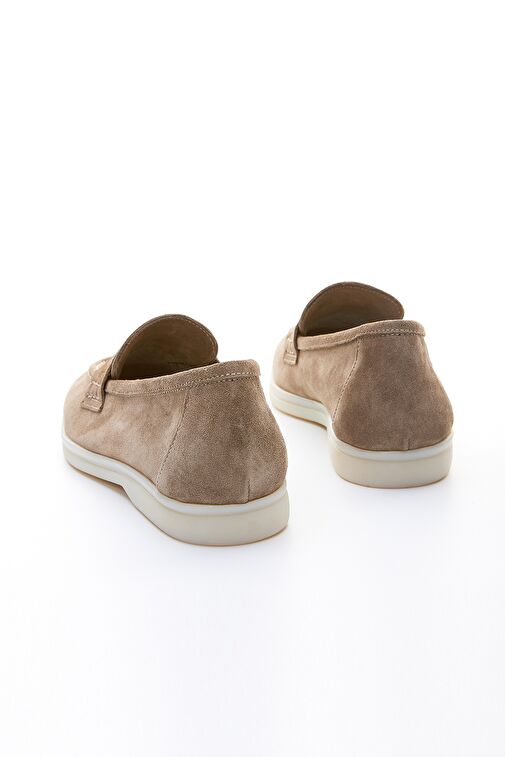Valmenti Bruna Kadın Bej Süet Hakiki Deri Loafer Ayakkabı - Görsel 5