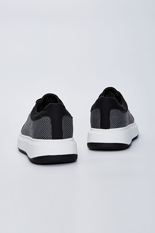 Valmenti Ricardo Erkek Siyah Tekstil Deri Spor Ayakkabı - Görsel 4