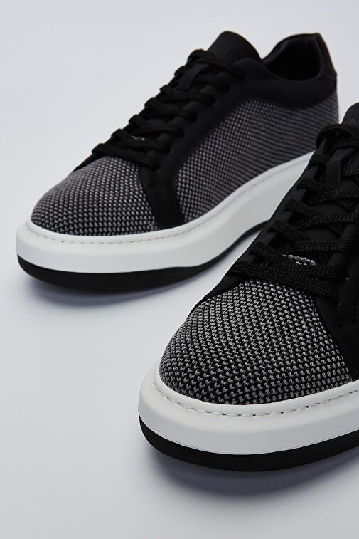 Valmenti Ricardo Erkek Siyah Tekstil Deri Spor Ayakkabı - Görsel 5