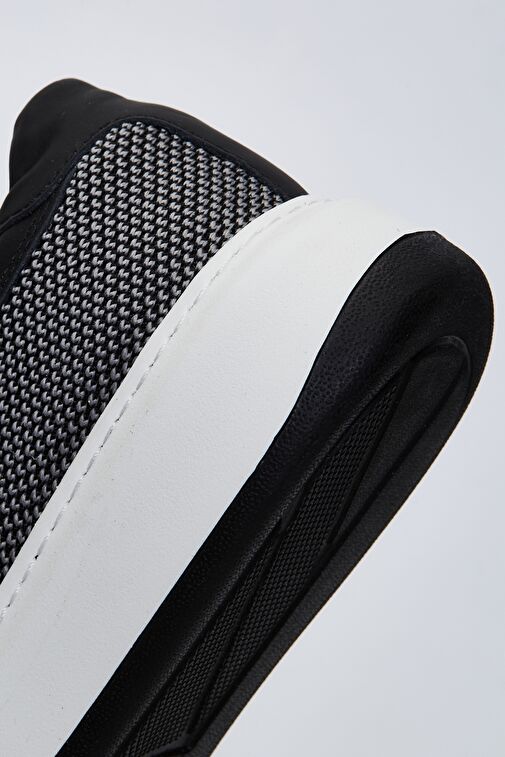 Valmenti Ricardo Erkek Siyah Tekstil Deri Spor Ayakkabı - Görsel 6