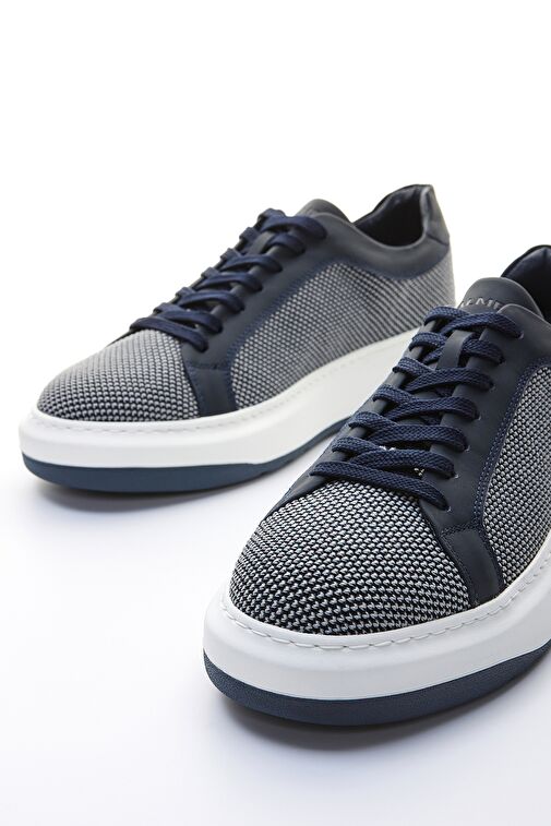 Valmenti Ricardo Erkek Lacivert Tekstil Deri Spor Ayakkabı - Görsel 4