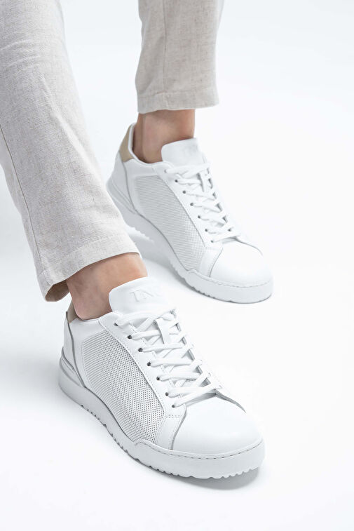 Tamer Tanca Erkek Hakiki Deri Beyaz Sneakers & Spor Ayakkabı - Görsel 3
