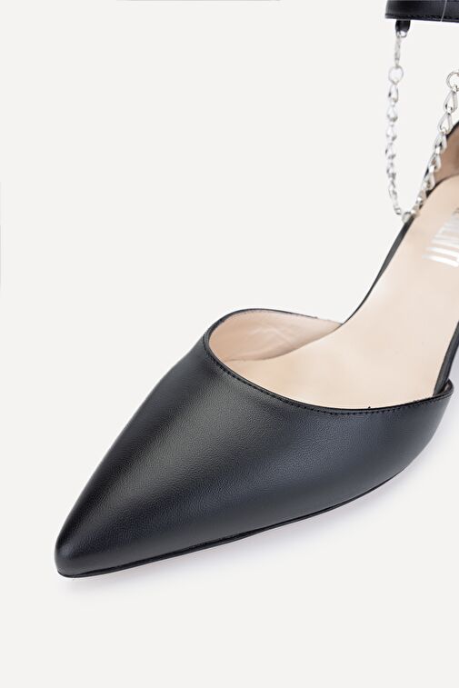 Valmenti Bianca Kadın Siyah Hakiki Deri Topuklu Ayakkabı - Görsel 3