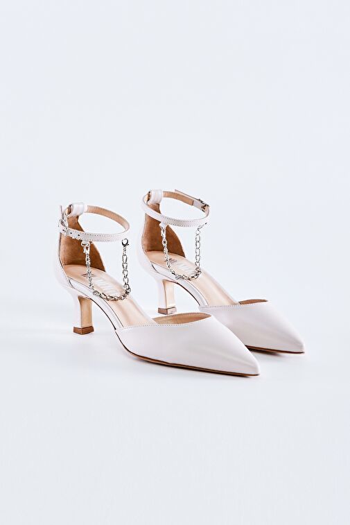 Valmenti Bianca Kadın Beyaz Hakiki Deri Topuklu Ayakkabı - Görsel 3