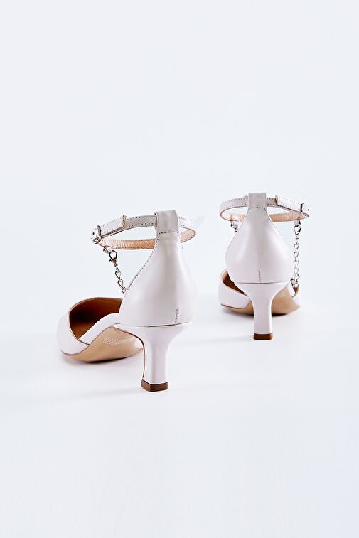 Valmenti Bianca Kadın Beyaz Hakiki Deri Topuklu Ayakkabı - Görsel 4