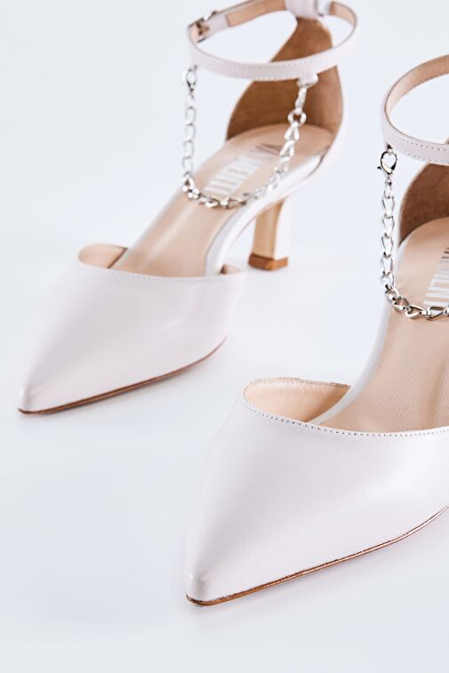 Valmenti Bianca Kadın Beyaz Hakiki Deri Topuklu Ayakkabı - Görsel 5