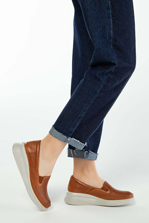 Tamer Tanca Kadın Hakiki Deri Taba Comfort Ayakkabı - Görsel 2
