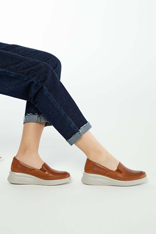 Tamer Tanca Kadın Hakiki Deri Taba Comfort Ayakkabı - Görsel 5