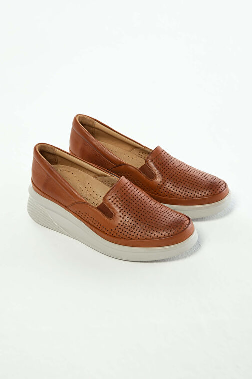 Tamer Tanca Kadın Hakiki Deri Taba Comfort Ayakkabı - Görsel 8