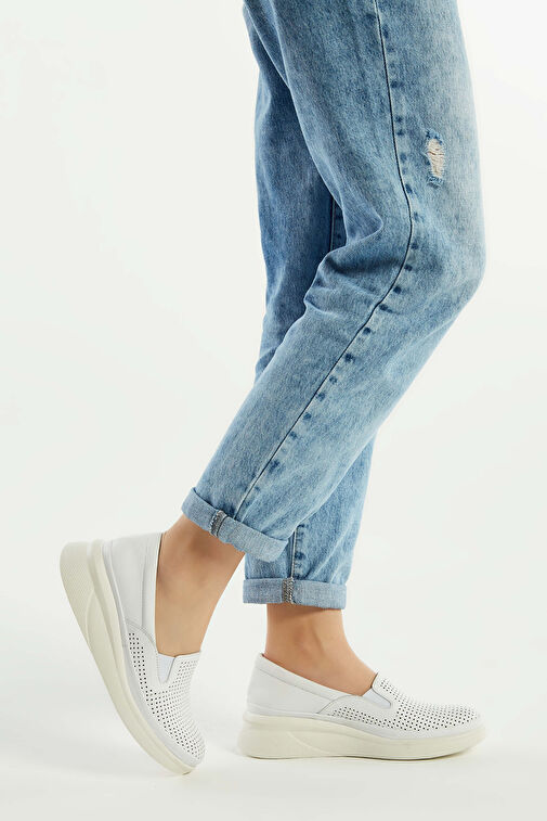 Tamer Tanca Kadın Hakiki Deri Beyaz Comfort Ayakkabı - Görsel 2