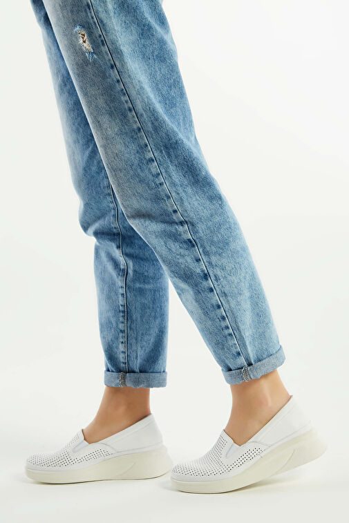 Tamer Tanca Kadın Hakiki Deri Beyaz Comfort Ayakkabı - Görsel 4