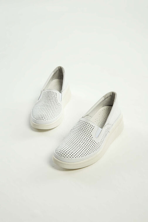 Tamer Tanca Kadın Hakiki Deri Beyaz Comfort Ayakkabı - Görsel 7