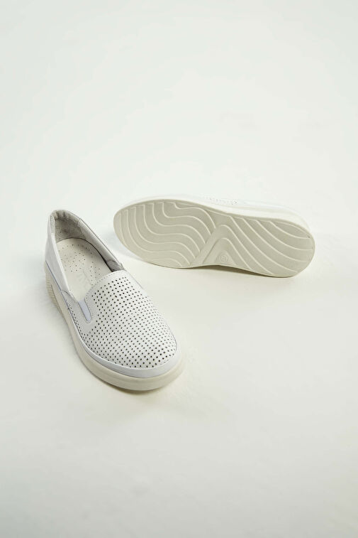 Tamer Tanca Kadın Hakiki Deri Beyaz Comfort Ayakkabı - Görsel 9