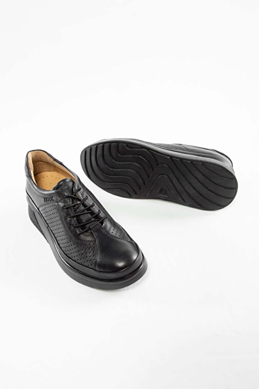 Tamer Tanca Kadın Hakiki Deri Siyah Deri Comfort Ayakkabı - Görsel 9