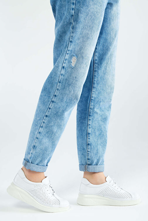 Tamer Tanca Kadın Hakiki Deri Beyaz Comfort Ayakkabı - Görsel 2