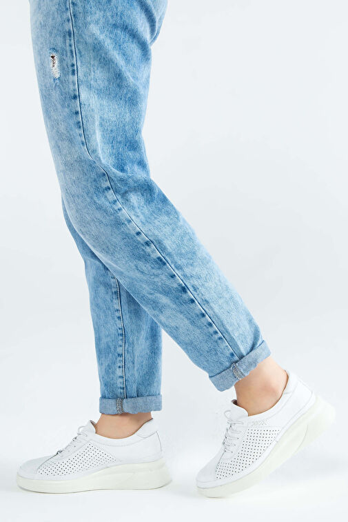 Tamer Tanca Kadın Hakiki Deri Beyaz Comfort Ayakkabı - Görsel 4