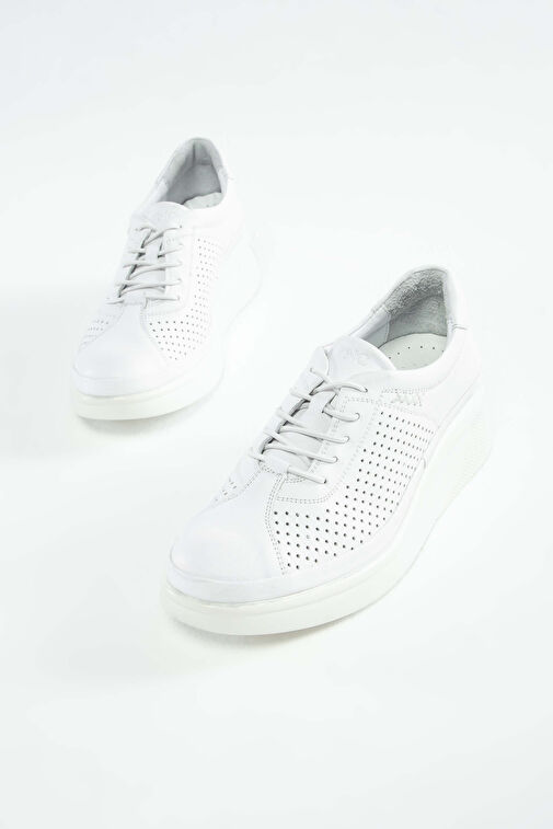 Tamer Tanca Kadın Hakiki Deri Beyaz Comfort Ayakkabı - Görsel 7