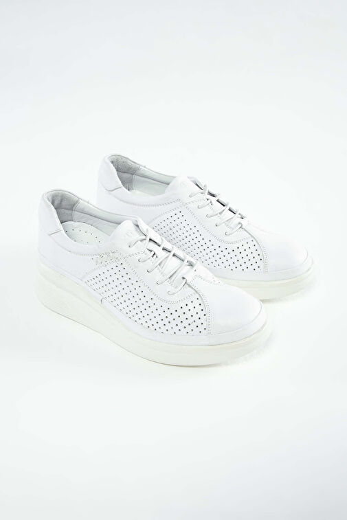 Tamer Tanca Kadın Hakiki Deri Beyaz Comfort Ayakkabı - Görsel 8