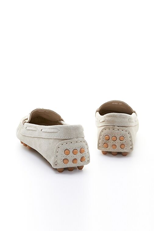 Valmenti Karen Kadın Bej Süet Hakiki Deri Loafer Ayakkabı - Görsel 4