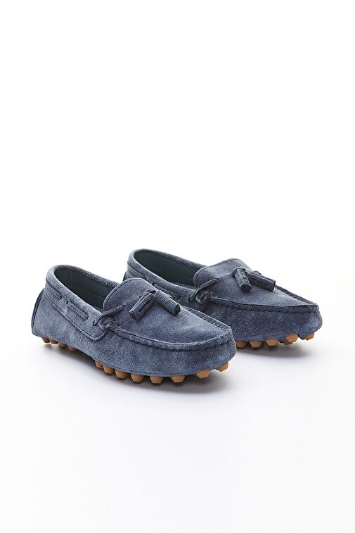 Valmenti Karen Kadın Jean Süet Hakiki Deri Loafer Ayakkabı - Görsel 3