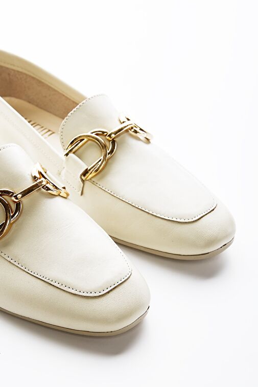 Valmenti Agathe Kadın Bej Hakiki Deri Loafer Ayakkabı - Görsel 4