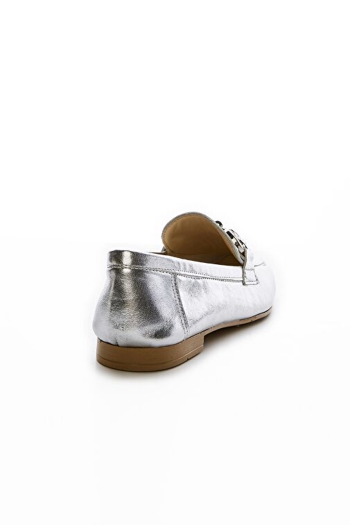 Valmenti Ester Kadın Gümüş Metalik Hakiki Deri Loafer Ayakkabı - Görsel 5