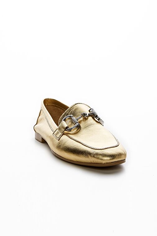 Valmenti Altın Kadın Deri Loafer 961 55-1 BN AYK Y23 - Görsel 3