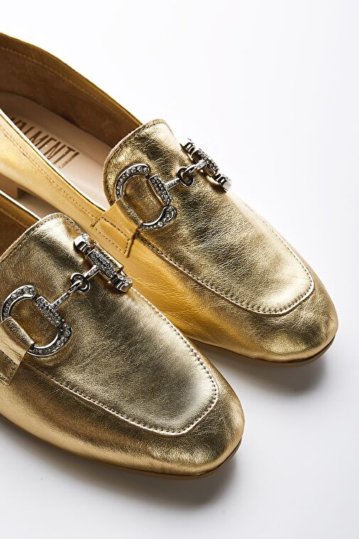 Valmenti Altın Kadın Deri Loafer 961 55-1 BN AYK Y23 - Görsel 4