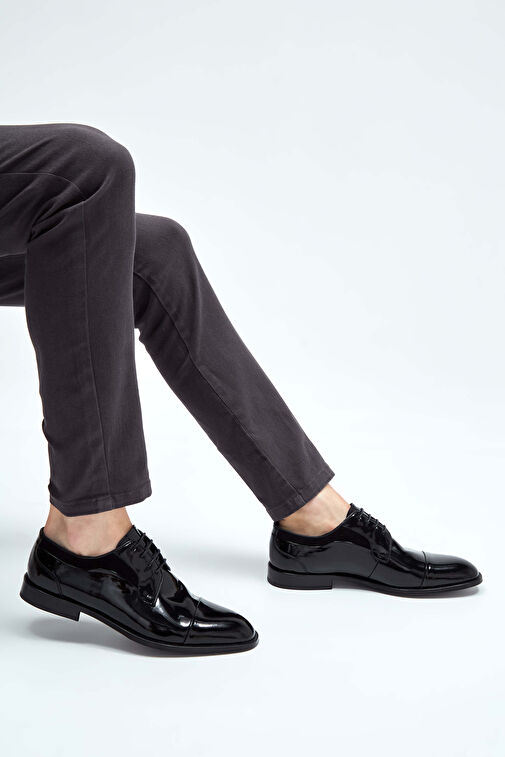 Tamer Tanca Erkek Hakiki Deri Siyah Rugan Klasik Ayakkabı - Görsel 4