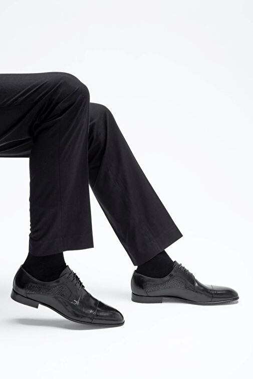 Tamer Tanca Erkek Hakiki Deri Siyah Klasik Ayakkabı - Görsel 4