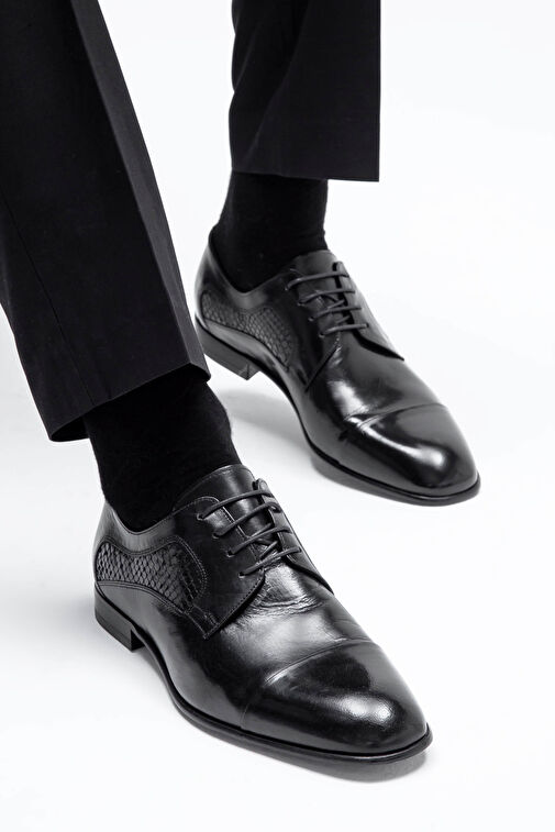 Tamer Tanca Erkek Hakiki Deri Siyah Klasik Ayakkabı - Görsel 5