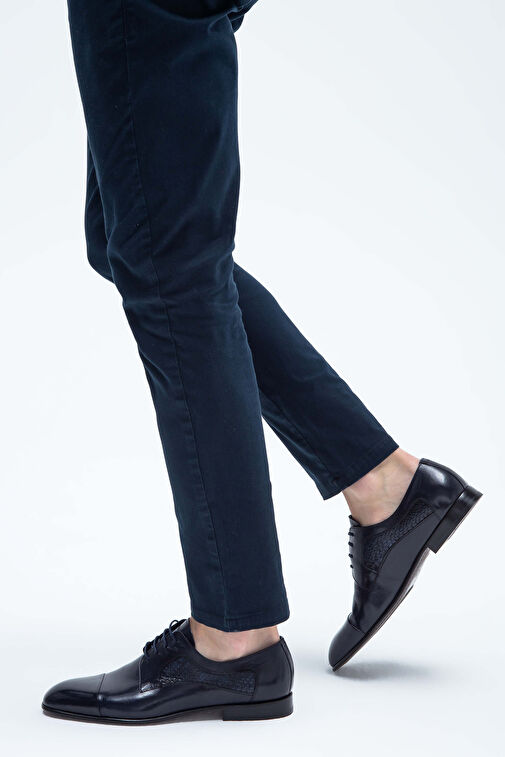 Tamer Tanca Erkek Hakiki Deri Lacivert/Lacivert Klasik Ayakkabı - Görsel 2