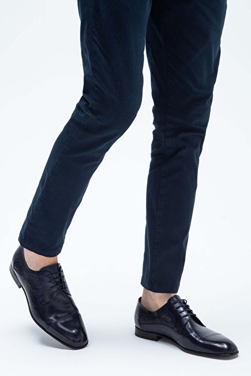 Tamer Tanca Erkek Hakiki Deri Lacivert/Lacivert Klasik Ayakkabı - Görsel 3