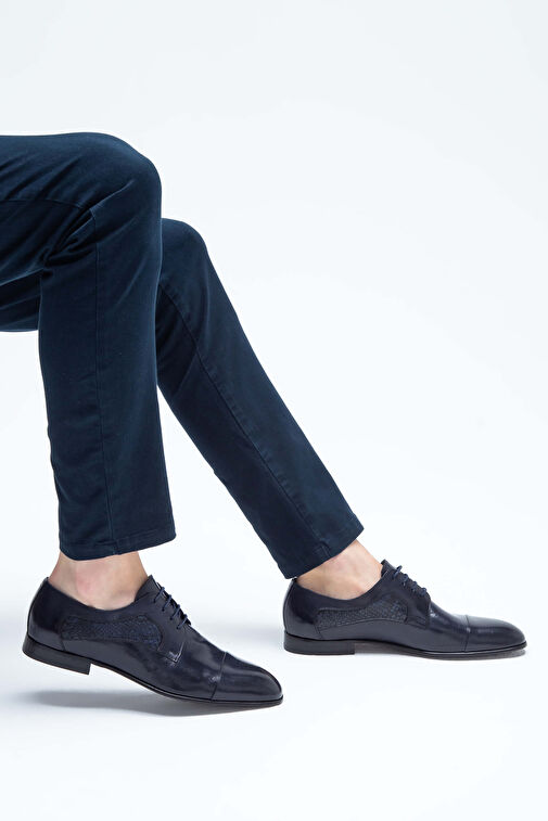 Tamer Tanca Erkek Hakiki Deri Lacivert/Lacivert Klasik Ayakkabı - Görsel 4