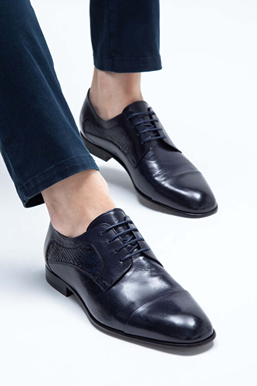 Tamer Tanca Erkek Hakiki Deri Lacivert/Lacivert Klasik Ayakkabı - Görsel 5