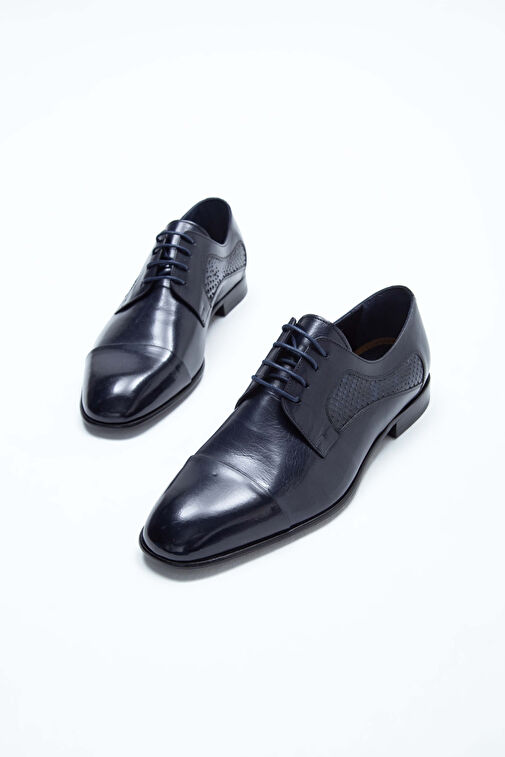 Tamer Tanca Erkek Hakiki Deri Lacivert/Lacivert Klasik Ayakkabı - Görsel 6