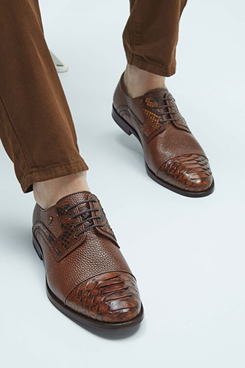 Tamer Tanca Erkek Hakiki Deri Taba Yılan Klasik Ayakkabı - Görsel 4