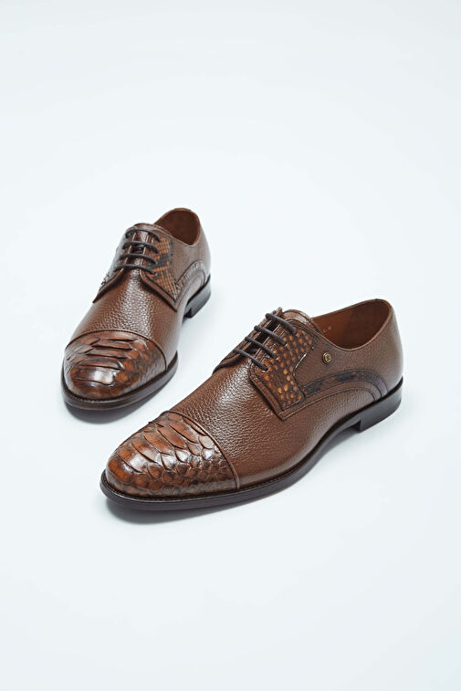 Tamer Tanca Erkek Hakiki Deri Taba Yılan Klasik Ayakkabı - Görsel 5