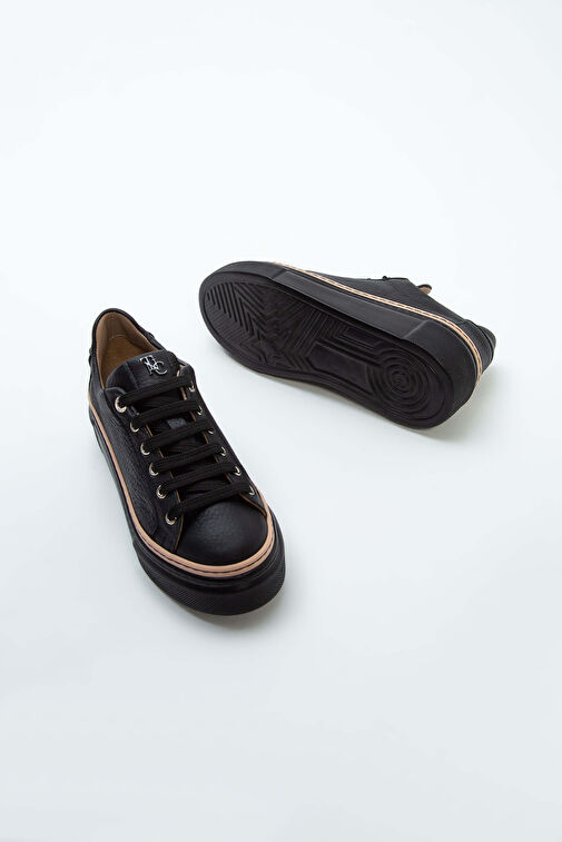 Tamer Tanca Kadın Hakiki Deri Siyah Floter Sneakers & Spor Ayakkabı - Görsel 9