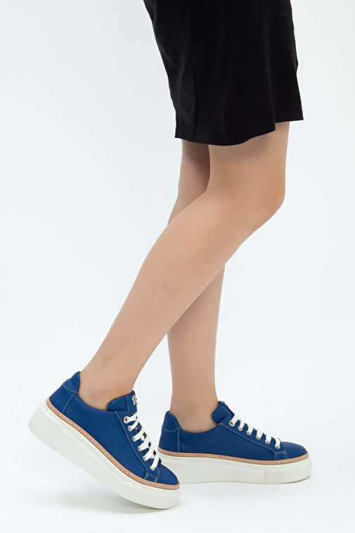 Tamer Tanca Kadın Hakiki Deri Saks Floter Sneakers & Spor Ayakkabı - Görsel 3